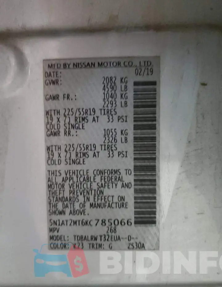 5N1AT2MT6KC785066 Photo# 13