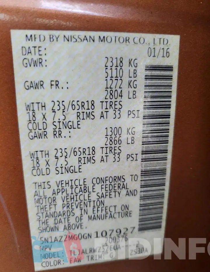 5N1AZ2MG0GN107927 Photo# 13