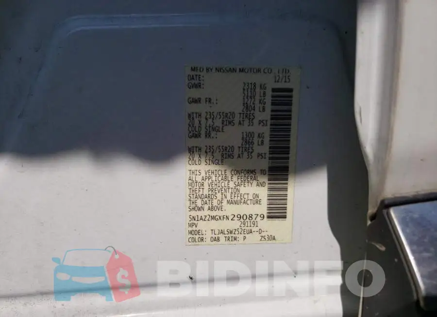 5N1AZ2MGXFN290879 Photo# 13