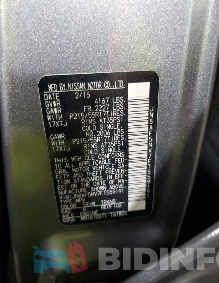 JN8AF5MV7FT559191 Photo# 14