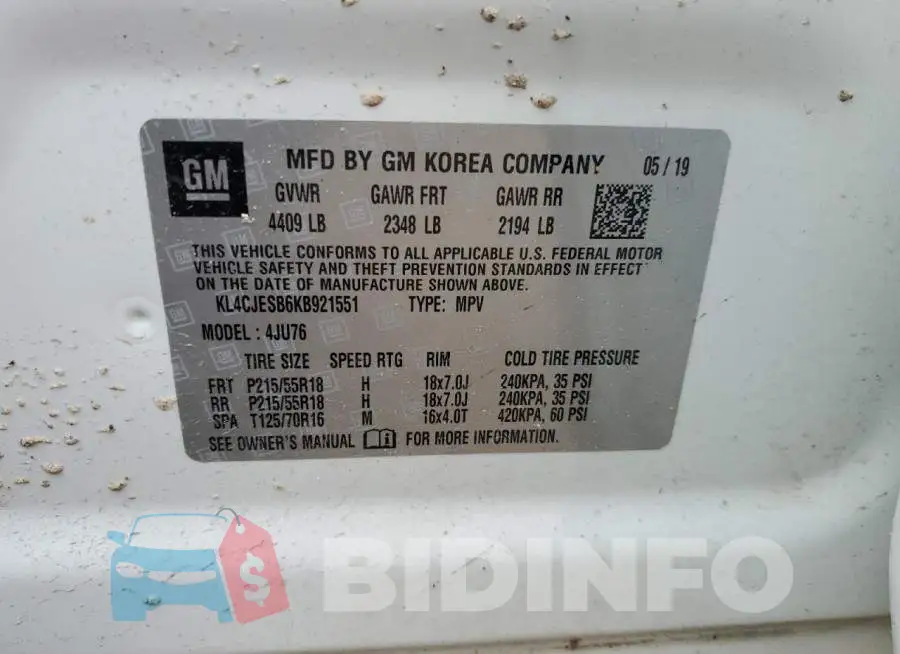 KL4CJESB6KB921551 Photo# 13