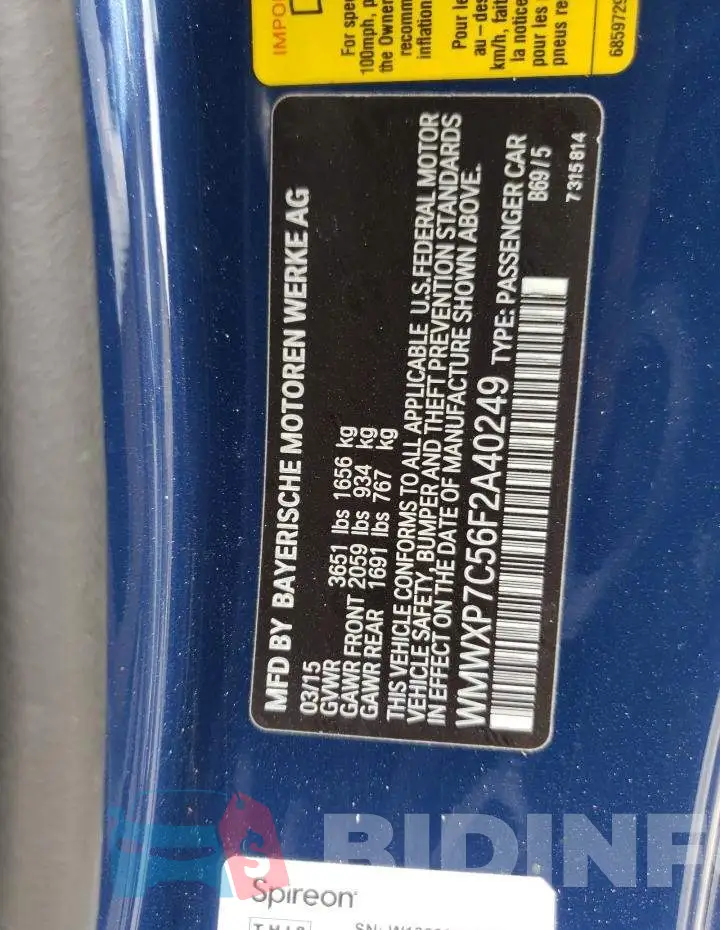 WMWXP7C56F2A40249 Photo# 12