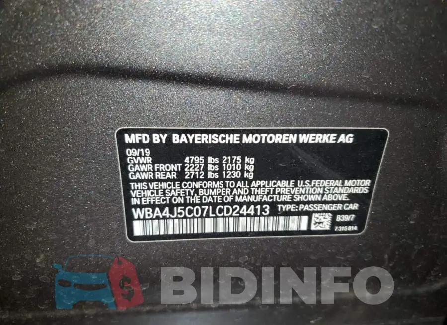 WBA4J5C07LCD24413 Photo# 12