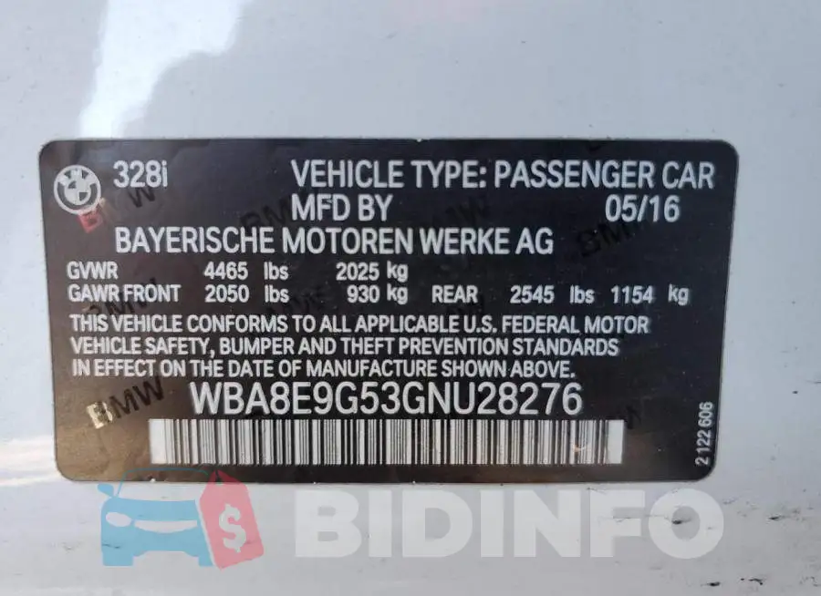 WBA8E9G53GNU28276 Photo# 12