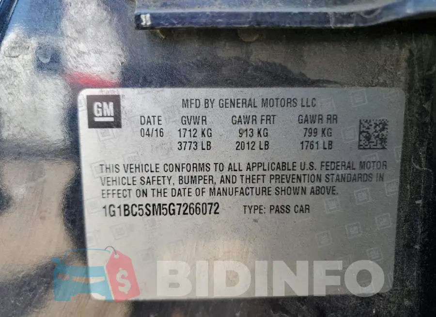 1G1BC5SM5G7266072 Photo# 12