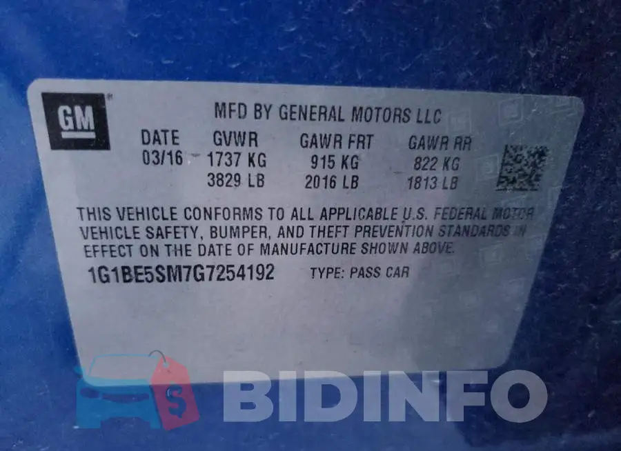 1G1BE5SM7G7254192 Photo# 12