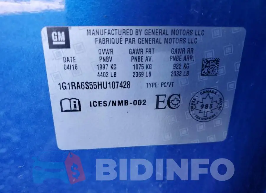 1G1RA6S55HU107428 Photo# 12