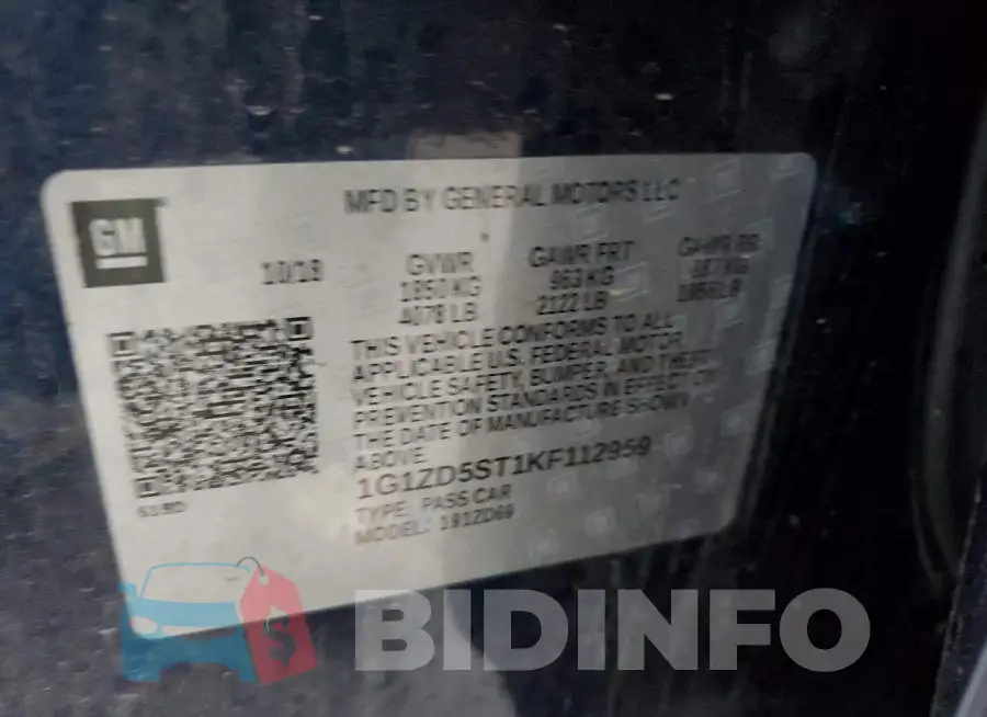 1G1ZD5ST1KF112959 Photo# 12