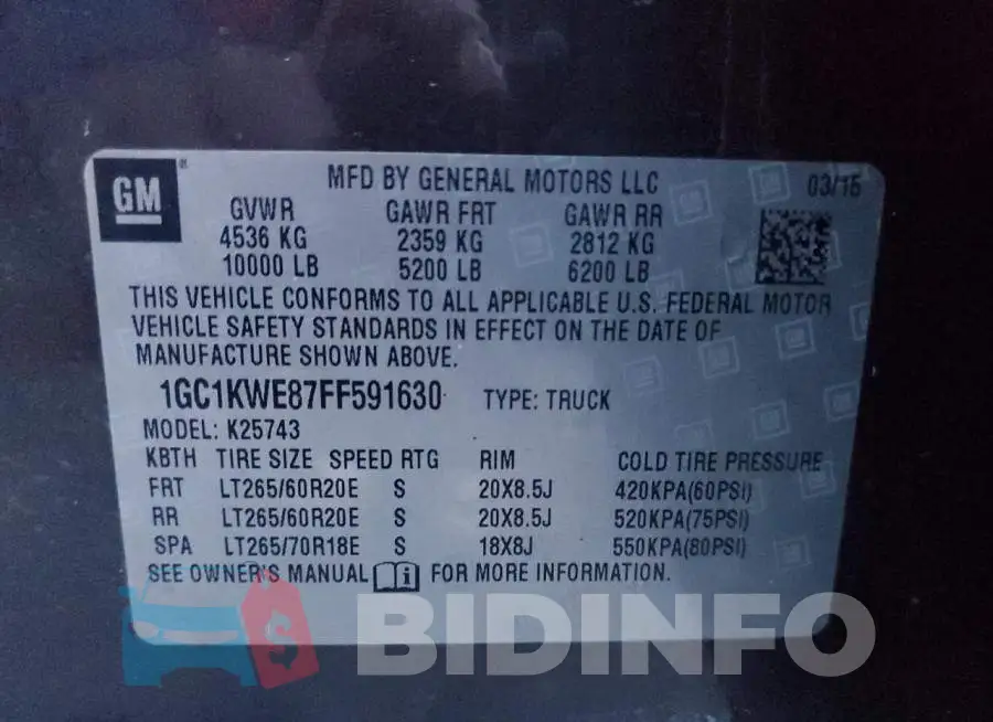 1GC1KWE87FF591630 Photo# 13