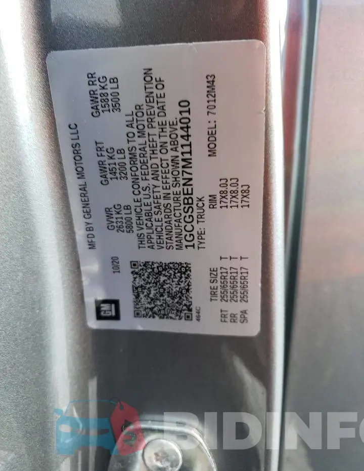 1GCGSBEN7M1144010 Photo# 12
