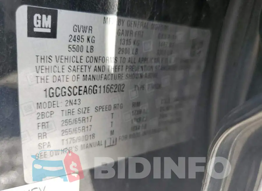 1GCGSCEA6G1166202 Photo# 12