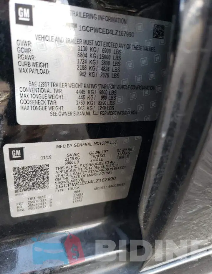 1GCPWCED4LZ167990 Photo# 12