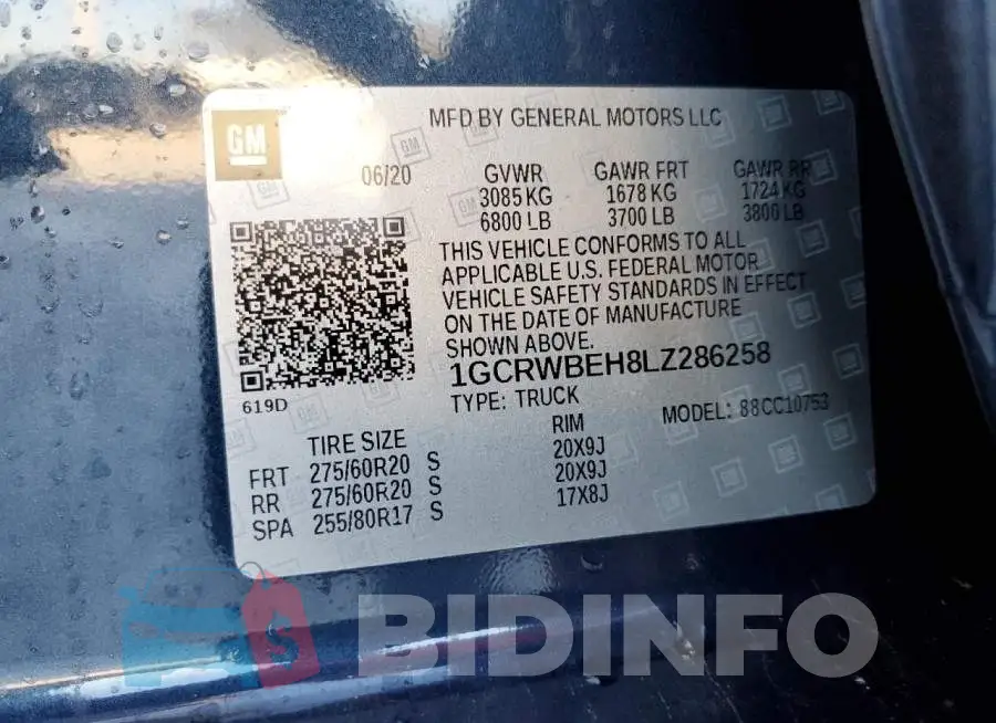 1GCRWBEH8LZ286258 Photo# 12