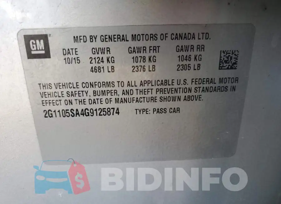 2G1105SA4G9125874 Photo# 12