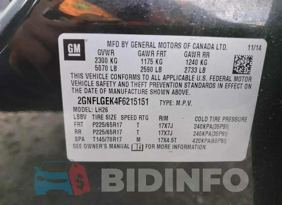 2GNFLGEK4F6215151 Photo# 12