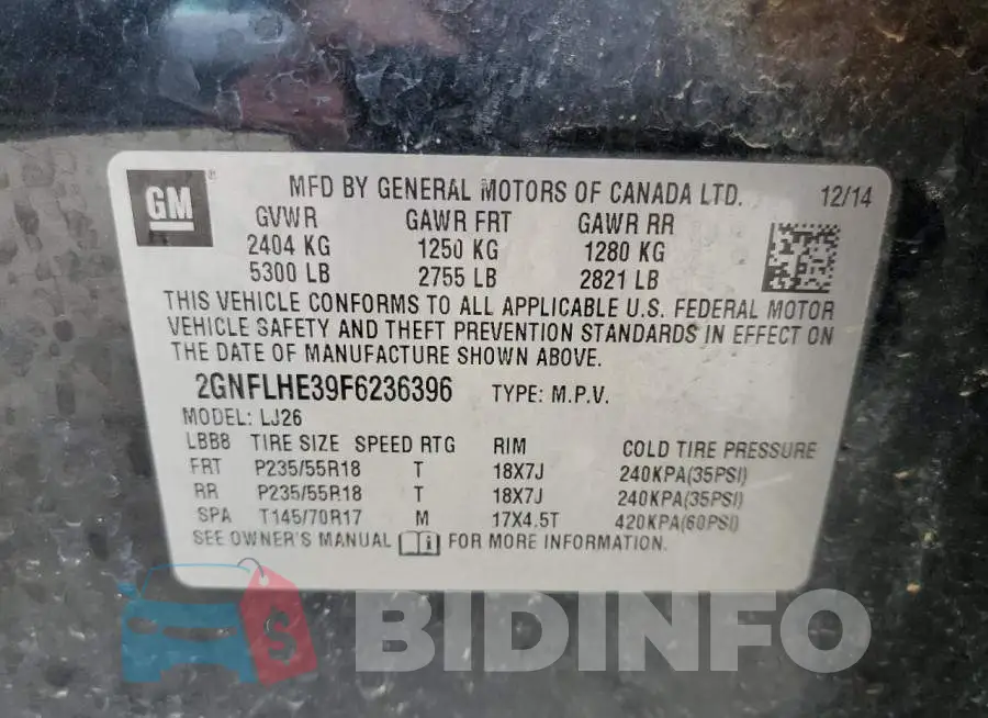 2GNFLHE39F6236396 Photo# 13