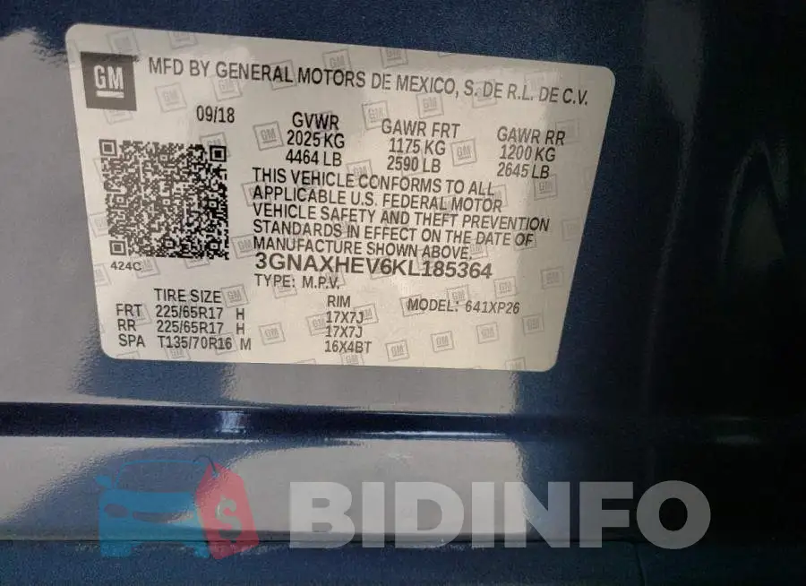 3GNAXHEV6KL185364 Photo# 14