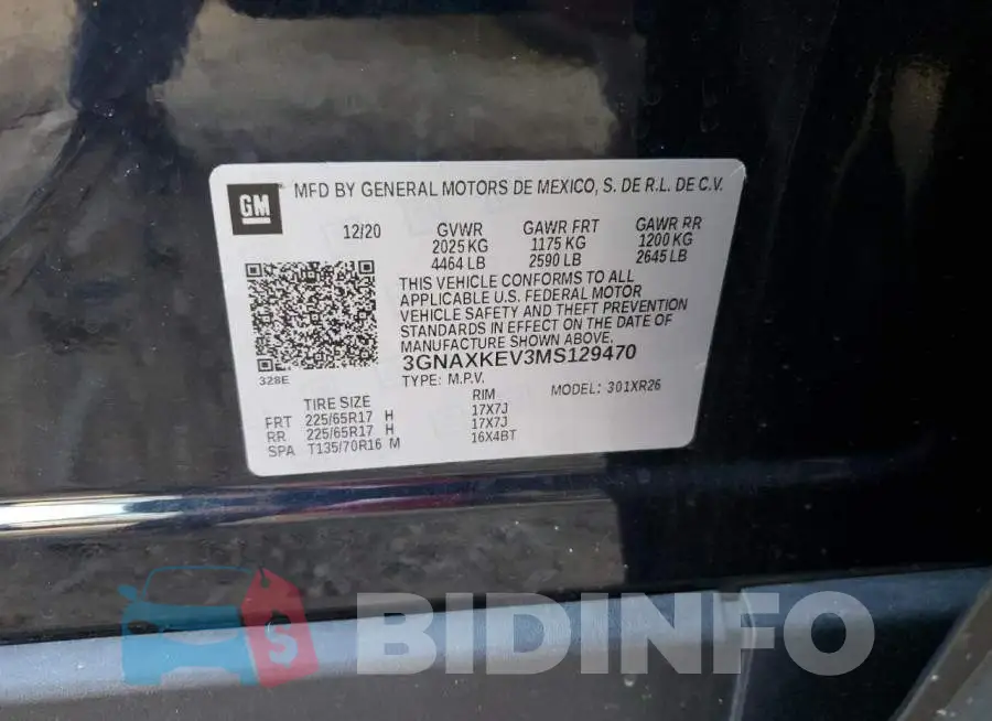 3GNAXKEV3MS129470 Photo# 13