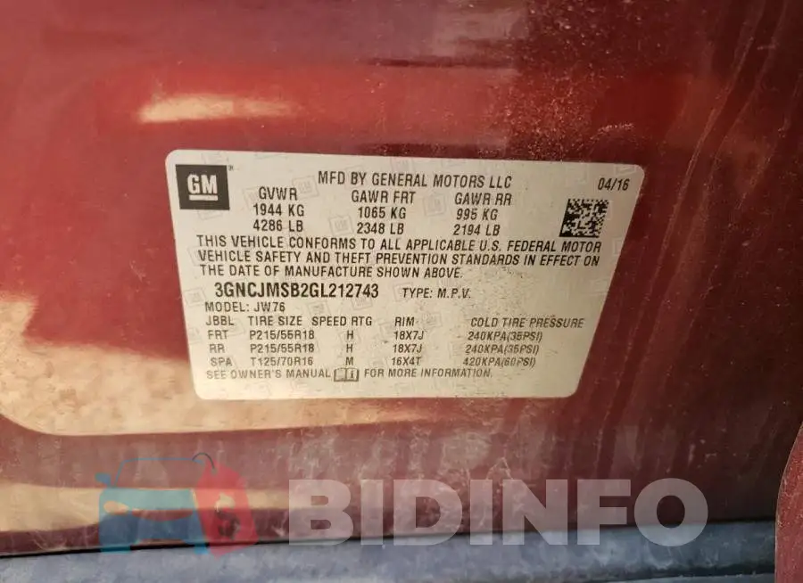 3GNCJMSB2GL212743 Photo# 13