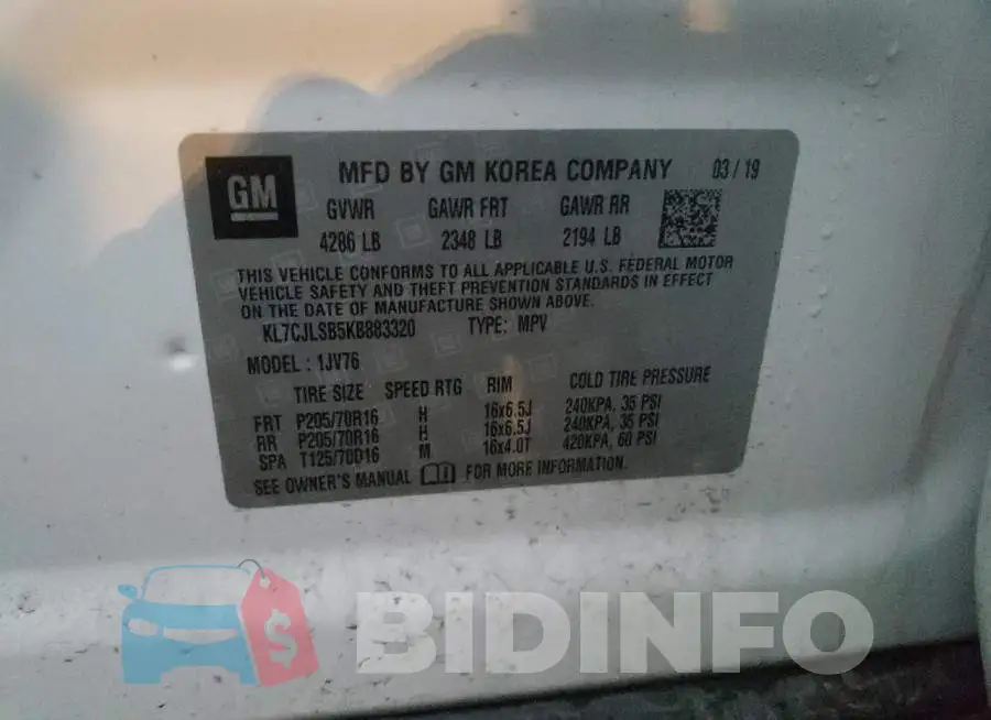 KL7CJLSB5KB883320 Photo# 12