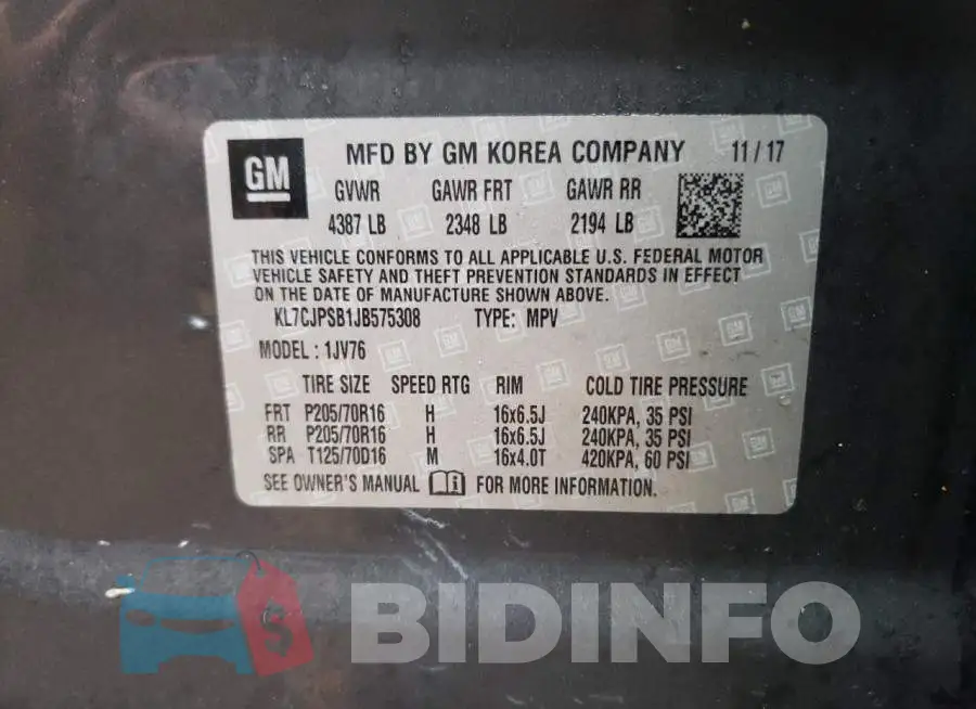 KL7CJPSB1JB575308 Photo# 13