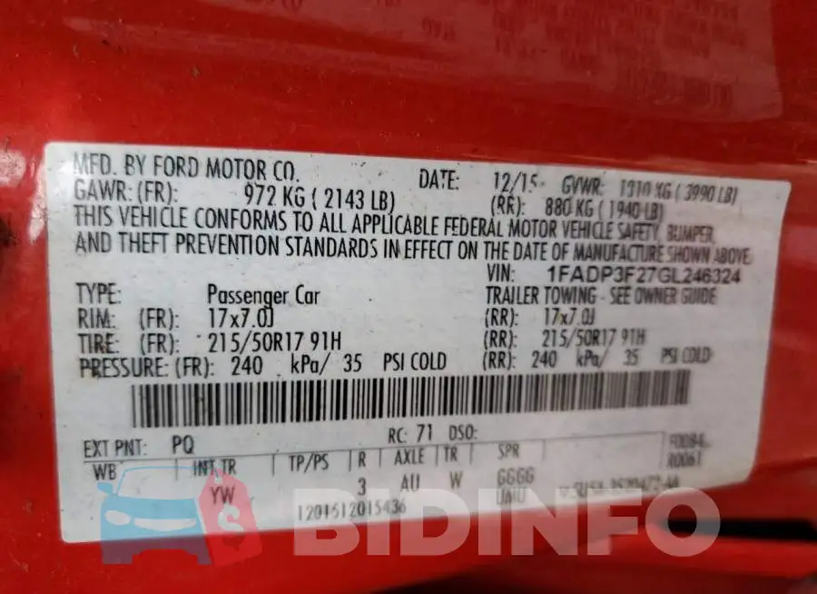 1FADP3F27GL246324 Photo# 12