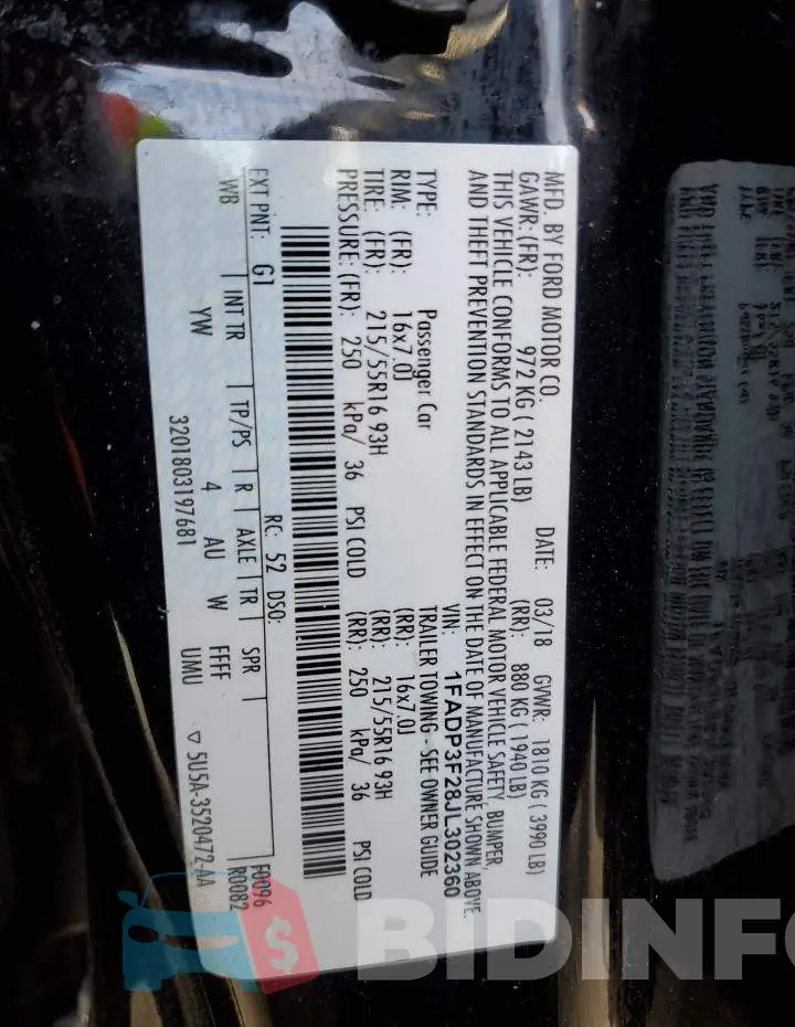 1FADP3F28JL302360 Photo# 12