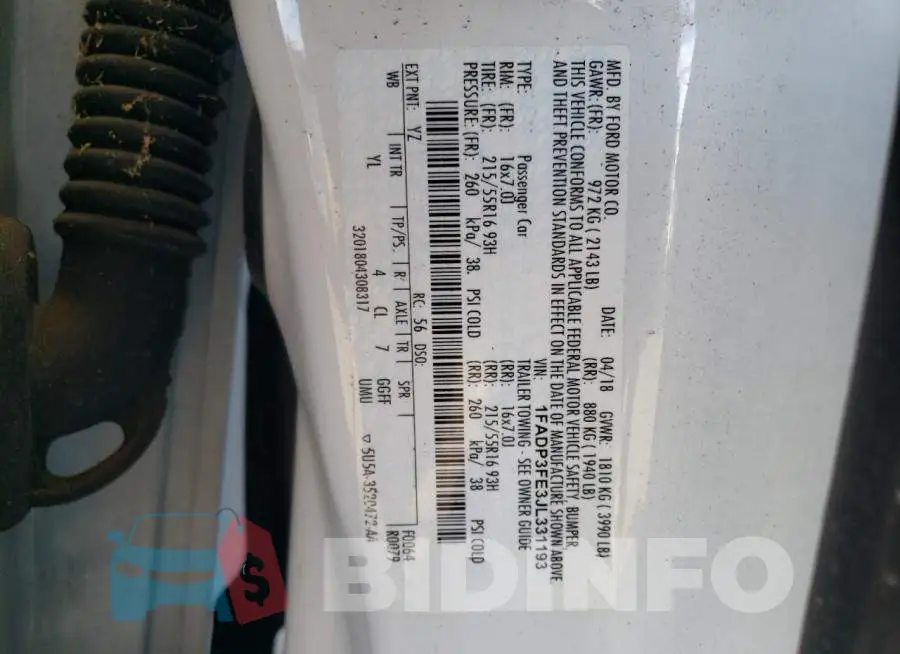 1FADP3FE3JL331193 Photo# 12