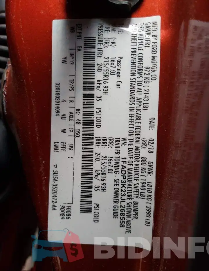 1FADP3K23JL268558 Photo# 13