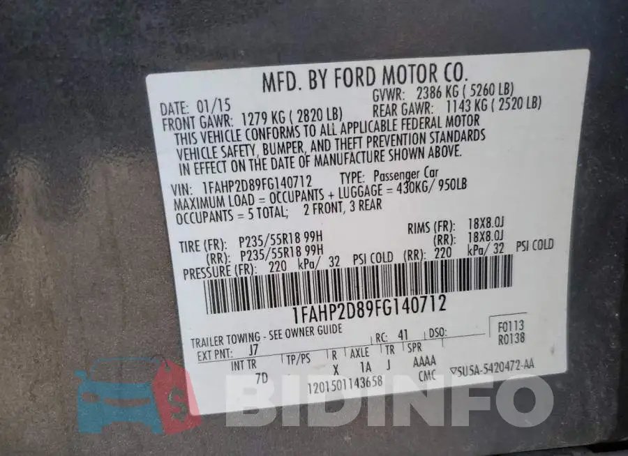 1FAHP2D89FG140712 Photo# 12