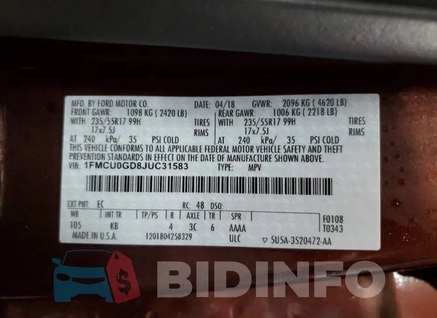 1FMCU0GD8JUC31583 Photo# 13