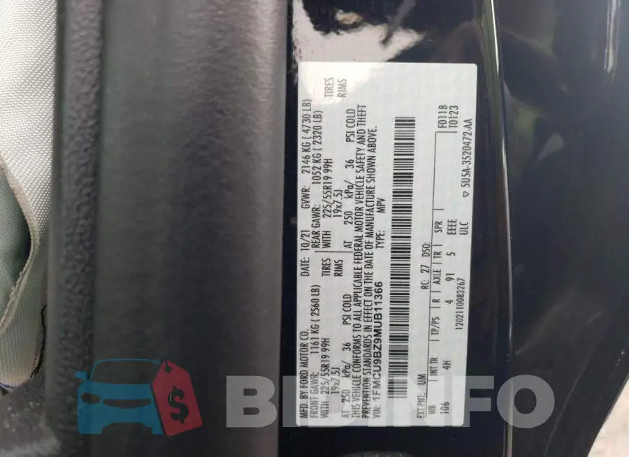 1FMCU9BZ9MUB11366 Photo# 12