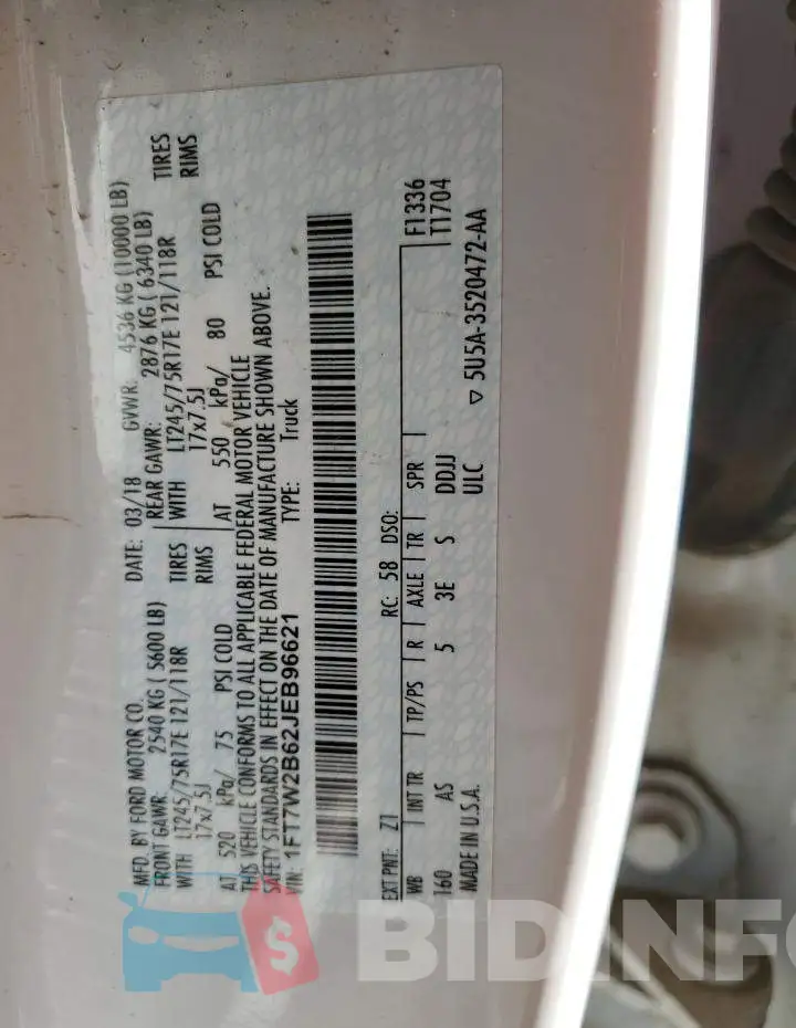 1FT7W2B62JEB96621 Photo# 12