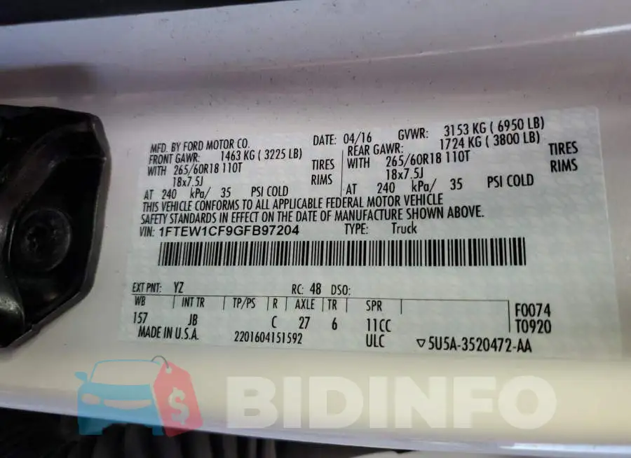 1FTEW1CF9GFB97204 Photo# 12