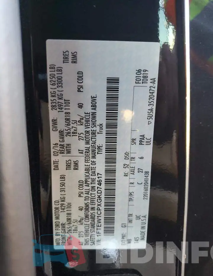 1FTEW1CPXGKD74617 Photo# 12