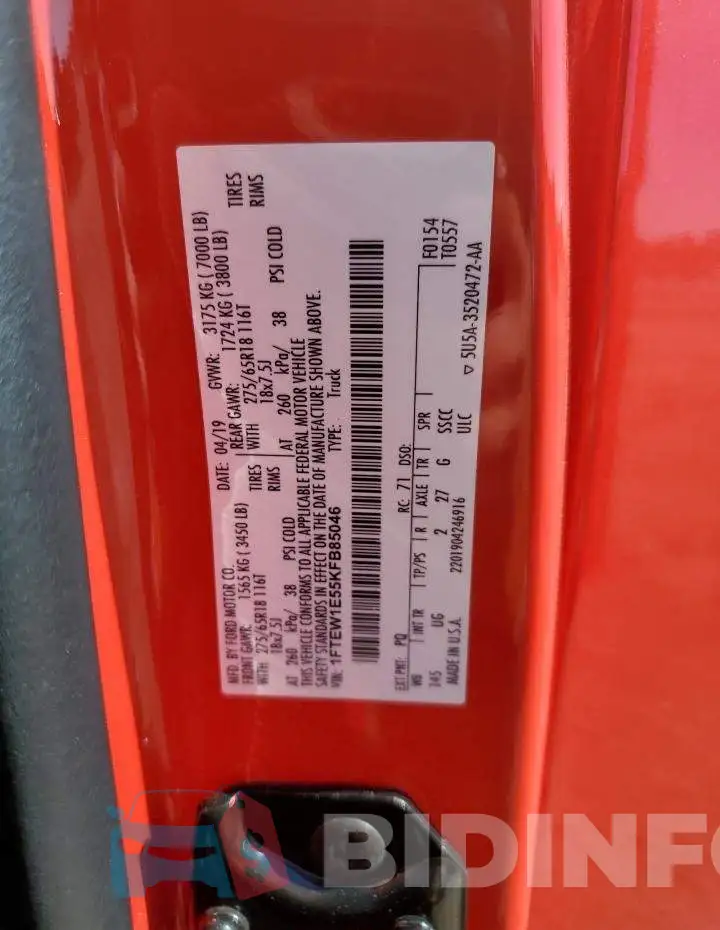 1FTEW1E55KFB85046 Photo# 13