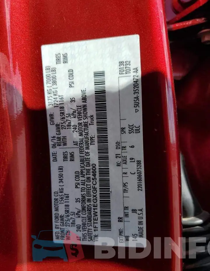 1FTEW1EGXGFC54600 Photo# 12