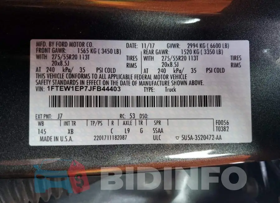 1FTEW1EP7JFB44403 Photo# 12