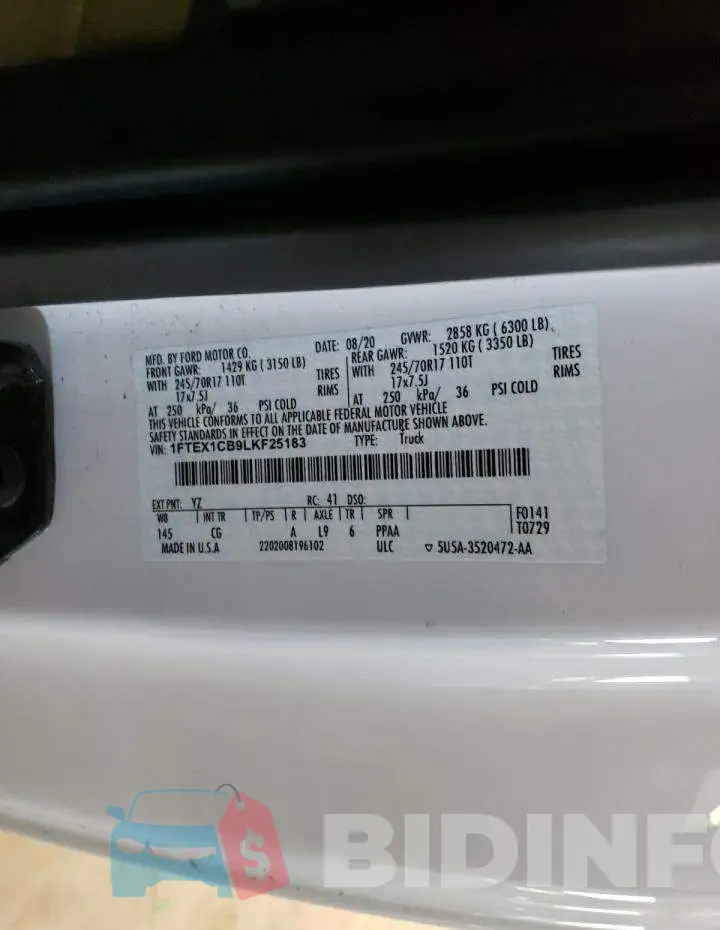 1FTEX1CB9LKF25183 Photo# 12