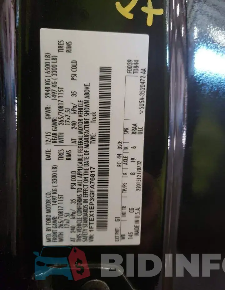 1FTEX1EP3GFA76817 Photo# 12