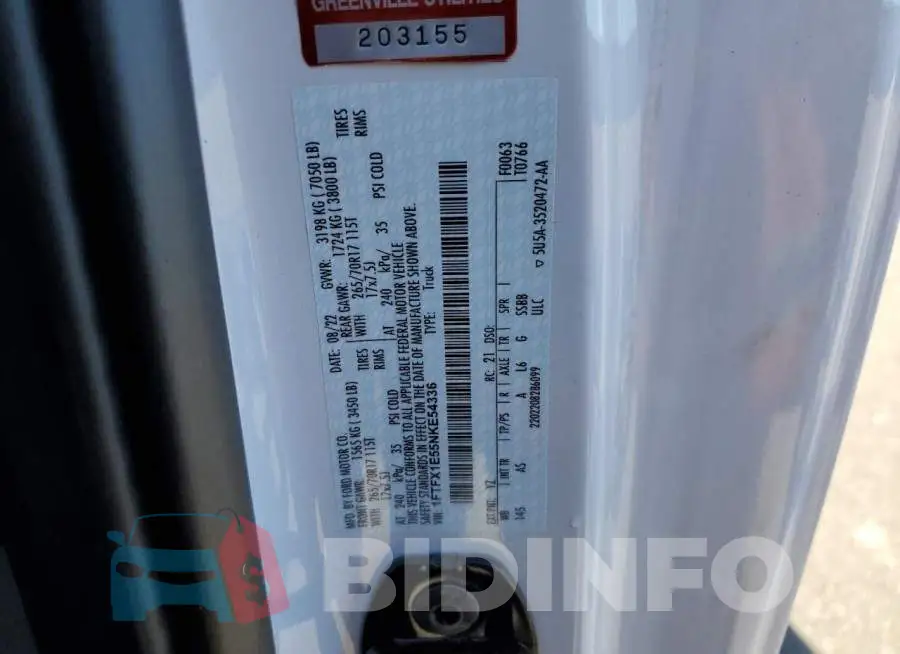 1FTFX1E55NKE54336 Photo# 12