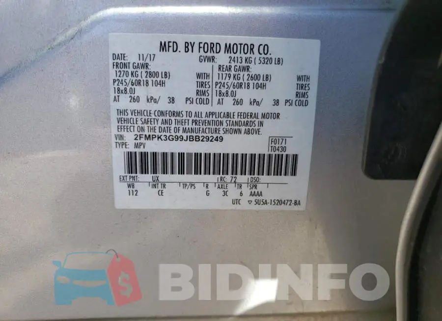 2FMPK3G99JBB29249 Photo# 13