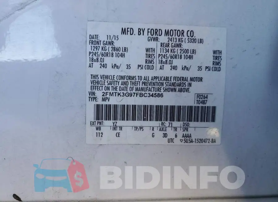 2FMTK3G97FBC34586 Photo# 12