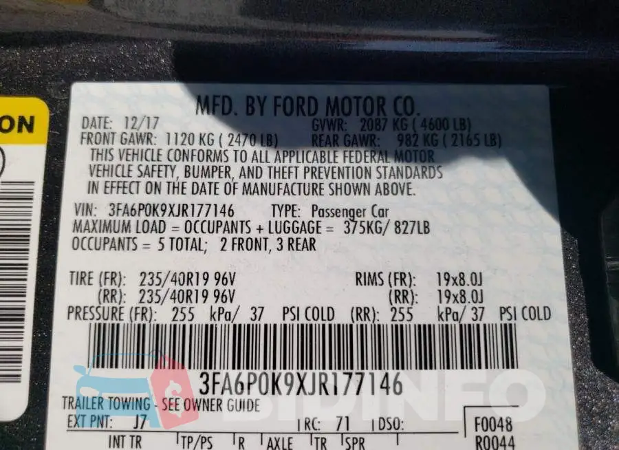 3FA6P0K9XJR177146 Photo# 13