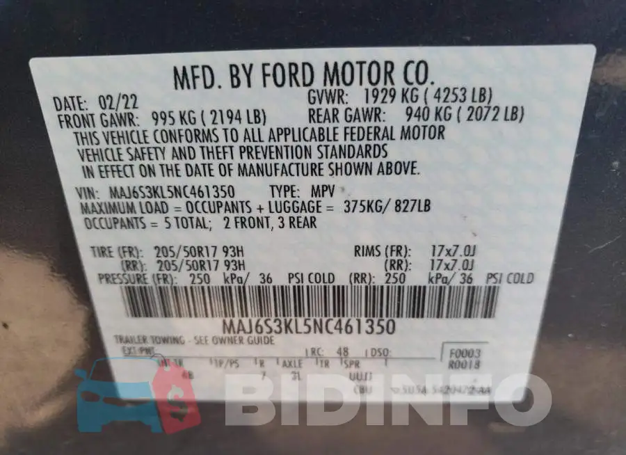 MAJ6S3KL5NC461350 Photo# 12