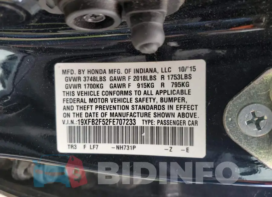 19XFB2F52FE707233 Photo# 13