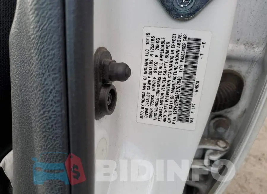 19XFB2F58FE707849 Photo# 12