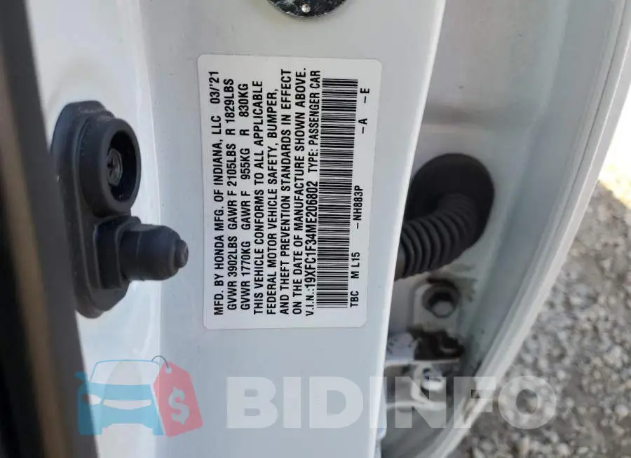19XFC1F34ME206802 Photo# 12