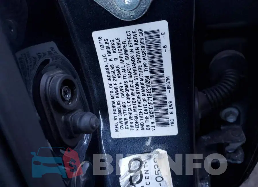 19XFC1F71GE210264 Photo# 12