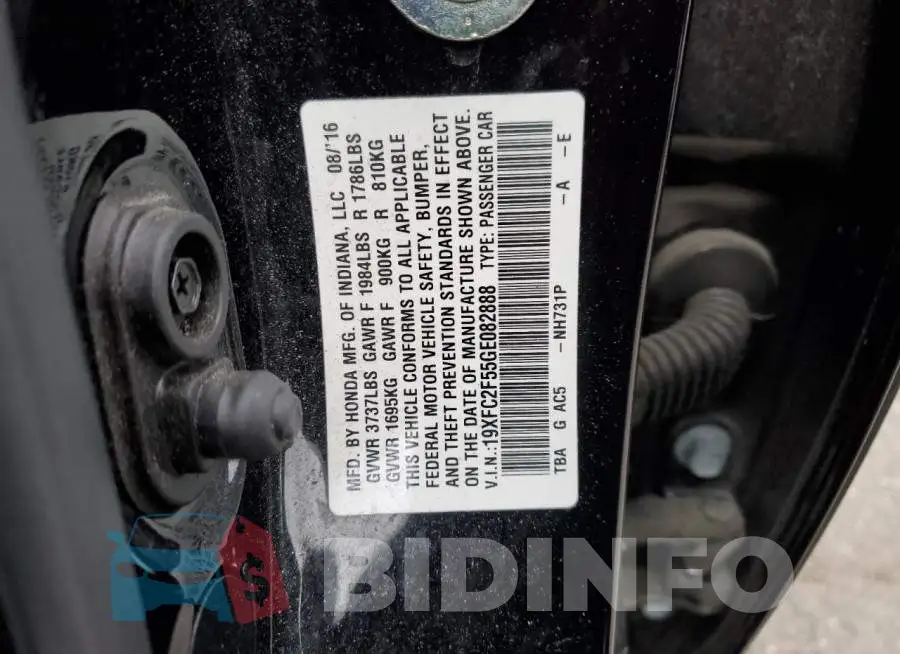 19XFC2F55GE082888 Photo# 12